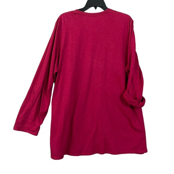 Coldwater Creek Burgundy Tunic Top Bead Accent Pintuck V-Neck Tab Sleeve Size 2X - Picture 4 of 7